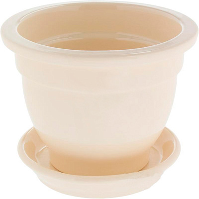 Горщик керамічний Оріана-Запоріжкераміка Фіалочниця глянцевий круглий 0,5л бежевий (035-0-030)