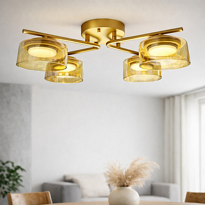 Люстра потолочная LIGHT SET DUSHA MS228 4x12 Вт GX53 золото/янтарь