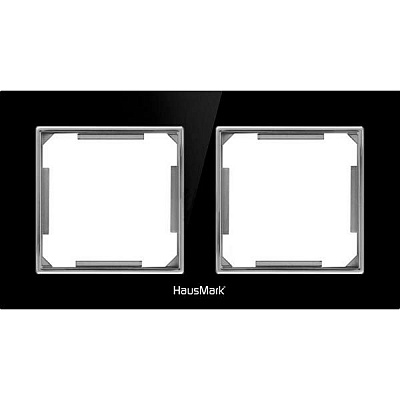 Рамка двухместная HausMark Alta универсальная черное стекло SNG-FRG.SQ20G2-BK