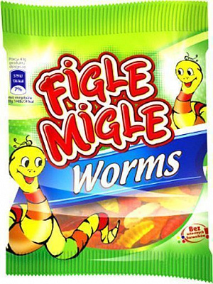 Цукерки жувальні Figle Migle Worms 80 г (5904686106061)