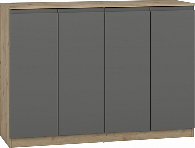 Комод Грейд Эстер-3 4д J-pull 1400x1010x442 мм дуб артизан/графит серый