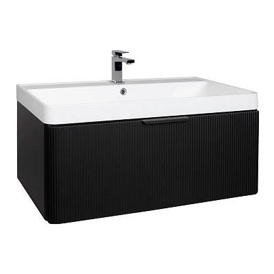Тумба подвесная Aqua Rodos Frost Black с умывальником Deep 90 см (АР000127942)