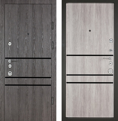 Двері вхідні Булат Сек'юриті 517 дуб немо карбон / дуб немо срібний 2050x950 мм праві