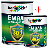 Эмаль Kompozit 3в1 антикоррозийная коричневая 2.7 кг + 0.75 кг