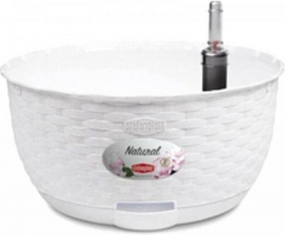 Вазон пластиковый Stefanplast Natural круглый 5,9л белый (75601) 