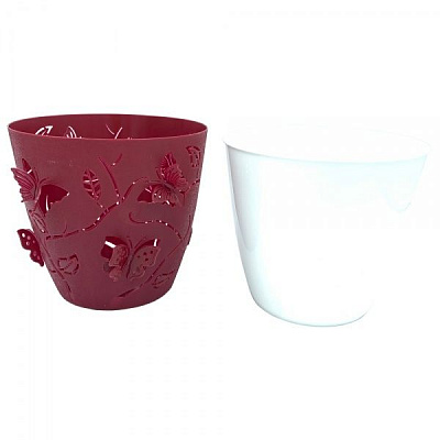 Горщик пластиковий Alyaplastik 3D NO:2 круглий 1,4 л червоний