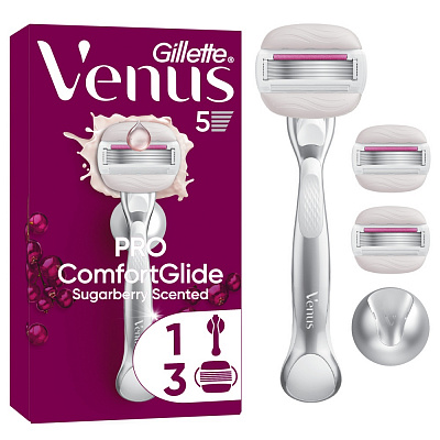 Станок для гоління Gillette Venus Pro ComfortGlide Sugarberry з 3 змінними картриджами
