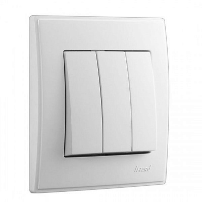 Вимикач триклавішний Lezard Lesya 10 А 250В білий 705-0202-109