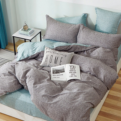 Комплект постельного белья Уединение 1,5 серо-бирюзовый Homeline 