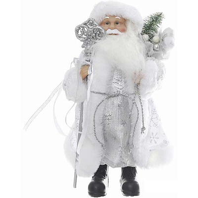 Фигура Дед Мороз серебряный 30 см