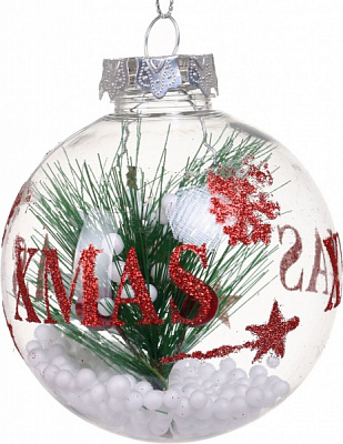 Декоративная подвеска Шар с декором 8x10 см прозрачный NY21054