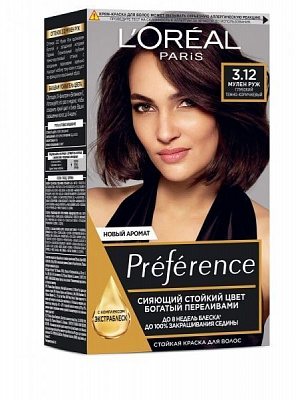 Крем-краска для волос L'Oreal Paris Preference 3.12 Мулен Руж. Глубокий темно-коричневый 174 мл
