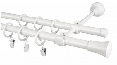 Карниз Bojanek TULUZA подвійний укомплектований d16 мм 200 см білий