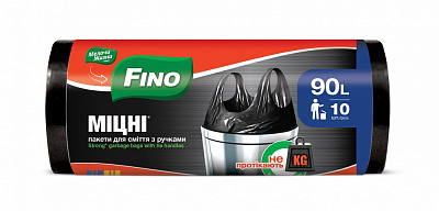 Мешки для мусора с ручками Fino крепкие 90 л 10 шт.