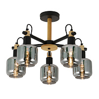 Люстра підвісна ARDERO Denver 5xE14 чорний/дерево BL1450-1