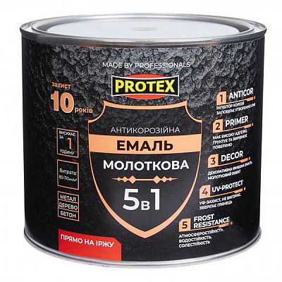 Емаль Protex молоткова Hammer Line сріблястий шовковистий глянець 2кг