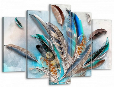 Картина модульна Картина модульна 5 частин Пір'я МК 50080 125x80 см ЕО225