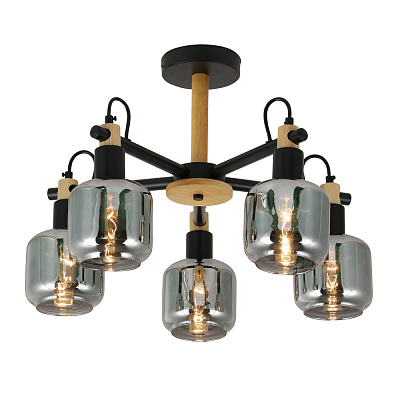 Люстра подвесная ARDERO Denver 5xE14 черный/дерево BL1450-1