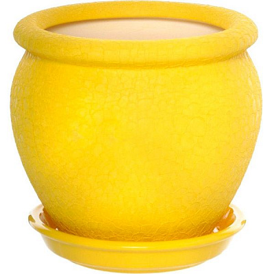 Горщик керамічний Оріана-Запоріжкераміка В'єтнам №4 шовк круглий 1,5л жовтий (011-4-119)