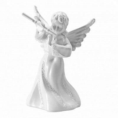 Елочная игрушка Ангелик з сопілкою малий 6x4 см белый