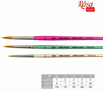 Кисточка синтетический для декору HOBBY & CRAFT, 6, к.р. ROSA TALENT 