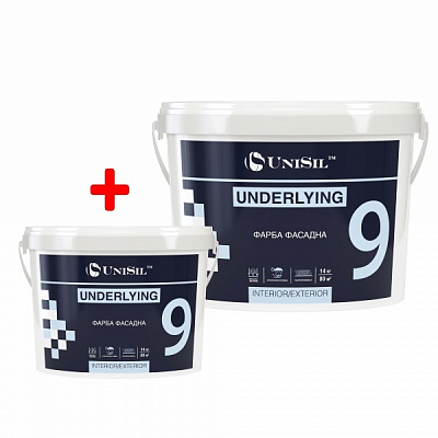 Фарба фасадна акрилова водоемульсійна UniSil 9 База А мат 14 кг + 3,5 кг