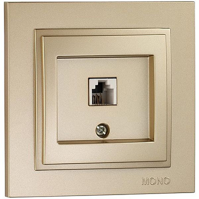 Розетка телефонная с заземлением Mono Despina без шторок без крышки титан 102-222205-124