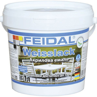 Емаль Feidal акрилова Weisslack білий шовковистий мат 1л