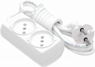 Подовжувач Borsan без заземлення 2 гн. білий 2 м BR-1542-2