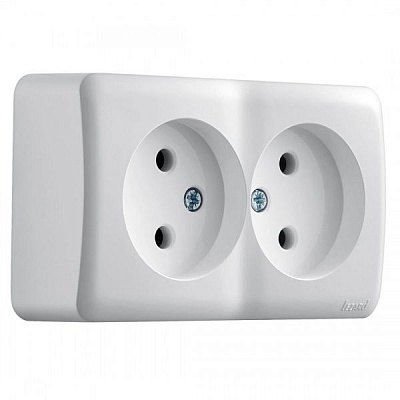Розетка подвійна без заземлення Lezard Viola без шторок без кришки білий 751-0200-128В
