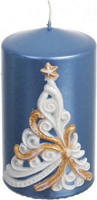Свеча декоративная Ель синяя резьба 70х120 мм Pako-If