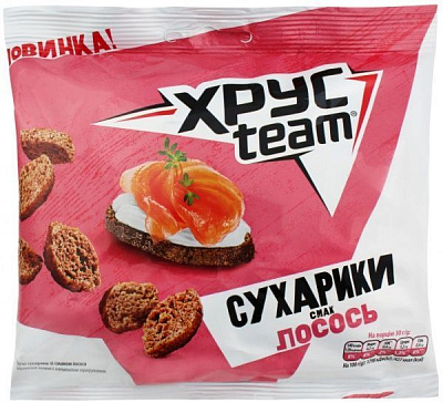 Сухарики ХрусTeam хрусткі зі смаком лосося 110 г