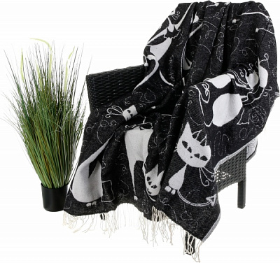 Плед дизайн 9/1 140x200 см черный с белым Ярослав 