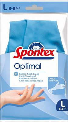 Перчатки латексные SPONTEX OPTIMAL стандартные крепкие р.L 1 пар/уп. 