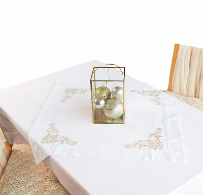 Дорожка на стол Сияние 70x70 см белый/золотой Эдельвика 