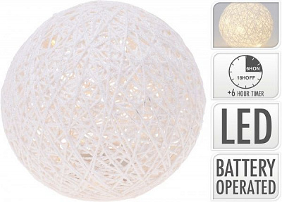 Декоративная фигура встроенный светодиод (LED) Шар белый с подсветкой 1 ламп 15 см 