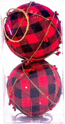 Набор елочных шаров с ягодками красно-черный d100 мм 2 шт./уп. 