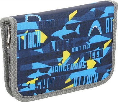 Пенал школьный Акула 930151 голубой