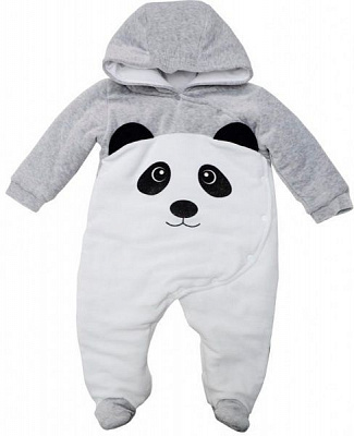 Комбинезон Minikin Панда р.74 белый с серым 1816404 