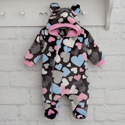 Человечек для девочки Blanka Сердца р.74 серый 110160 