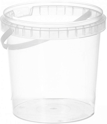 Відро без кришки Пласт-Бокс кругле з пластиковою ручкою 1 л прозорий