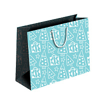 Пакет подарунковий Новий рік 450х420х300 мм блакитний ПБС