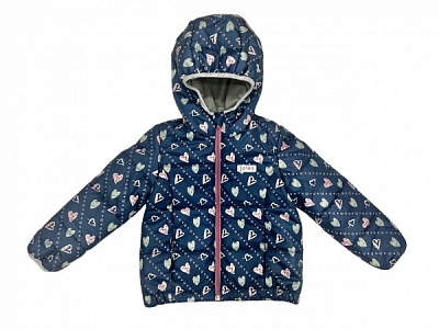Куртка детская для девочек JOIKS Сердца KD-22 р.116 темно-синий с принтом 