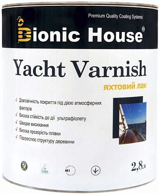 Лак яхтный Bionic House полумат прозрачный 2,8 л