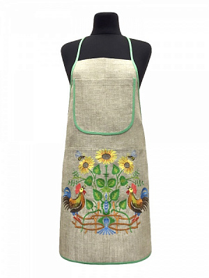 Фартук с нагрудником Утро серый Галерея льна