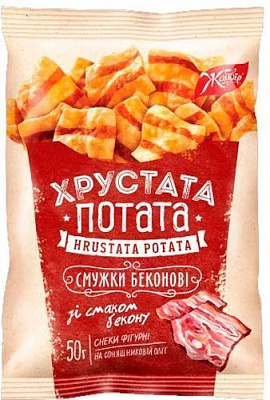 Снеки ЖАЙВІР фигурные полоски бекона Хрустата потата со вкусом бекона 50 г 