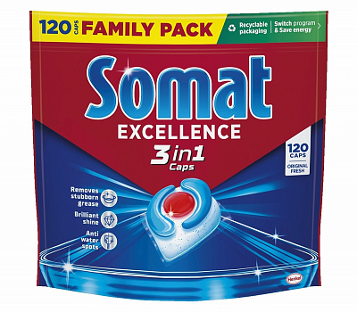 Таблетки для ПММ Somat Excellence 3-in-1 120 шт.