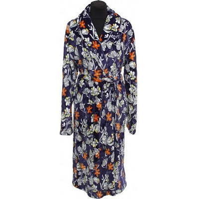 Халат домашній La Nuit Квіти р. L синій із принтом