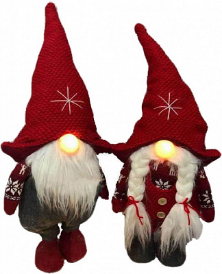 Декорация новогодняя гномик с led красный в ассортименте светодиодная (LED) 66 см 