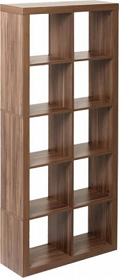 Стеллаж двухсторонний Inteo Кубус МИКС 2x5 792x1854x290 мм орех 